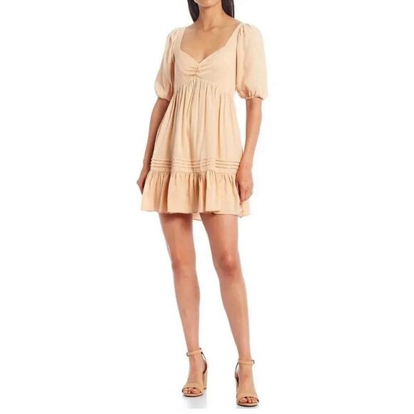 Gianni Bini Size 2 Puff Sleeve Mini Dress in Champagne - Picture 1 of 6